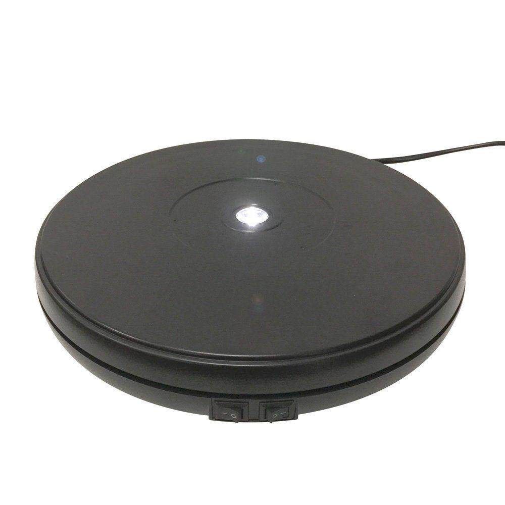110V Fotoconic White Electric Motorized Rotating Turntable Display Stand With LED Black