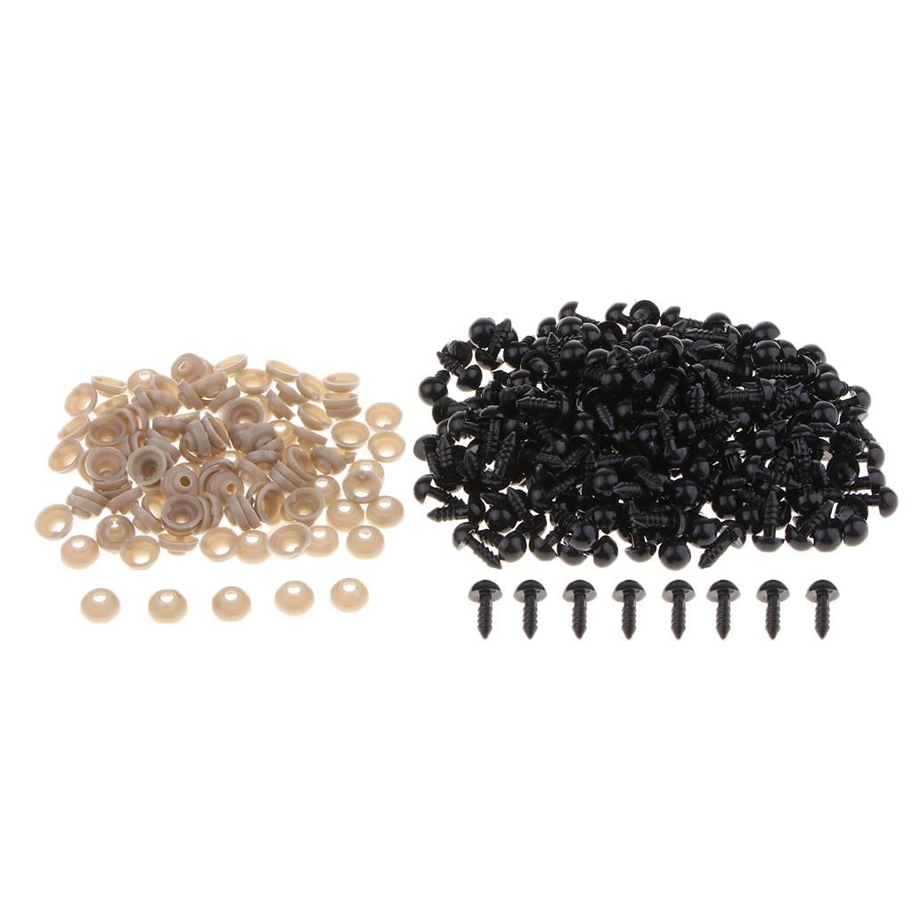 200pcs 8mm Black   Round Eyes With Washers For Doll