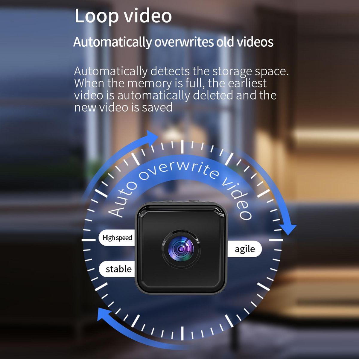 Smart Security Camera 1080P Home Multifunctional Camera with Function Night Vision Support for 4-64GB Storage APP: iWFCam