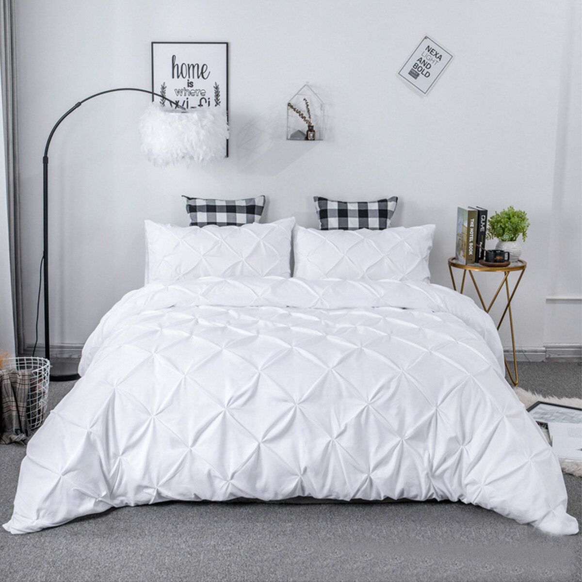 Duvet Cover Set Green/Blue/Grey/White White