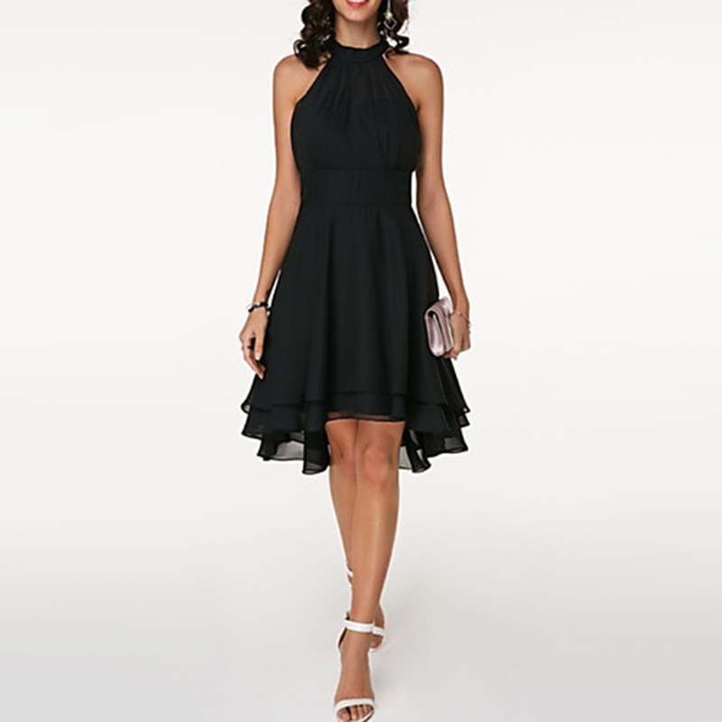 2022 Summer New Sexy Solid Color Irregular Cut A-line Skirt