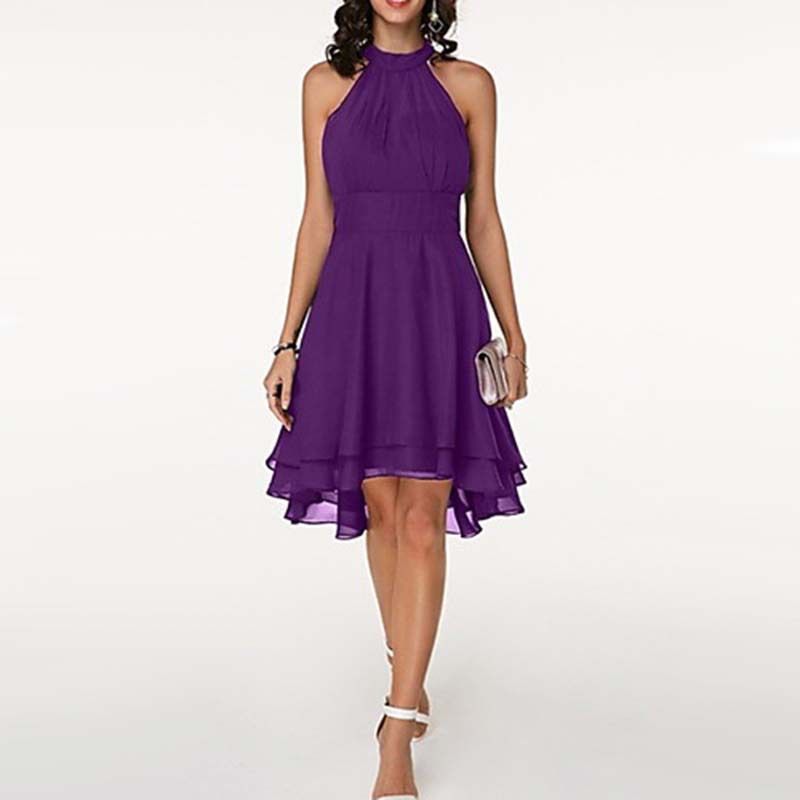 2022 Summer New Sexy Solid Color Irregular Cut A-line Skirt