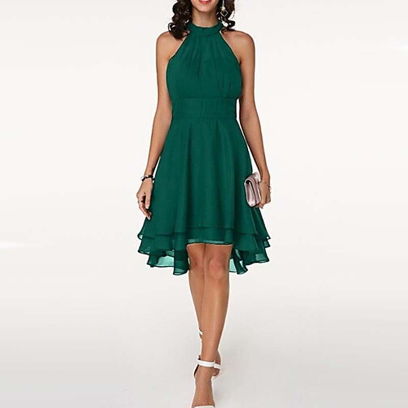2022 Summer New Sexy Solid Color Irregular Cut A-line Skirt