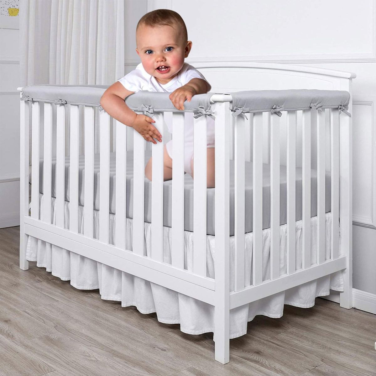 Toddler Bed Safety Rail Soft Safe Bed Rail Protection Set for Baby Grey