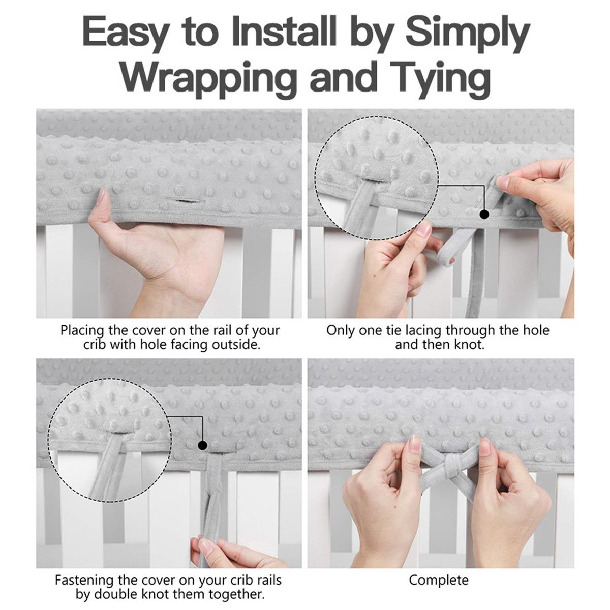 Toddler Bed Safety Rail Soft Safe Bed Rail Protection Set for Baby Grey