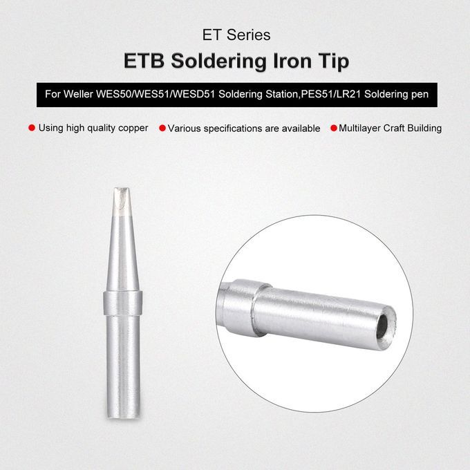 2Pcs ET Soldering Iron Tips ETB Welding Tools For Weller Station Silver