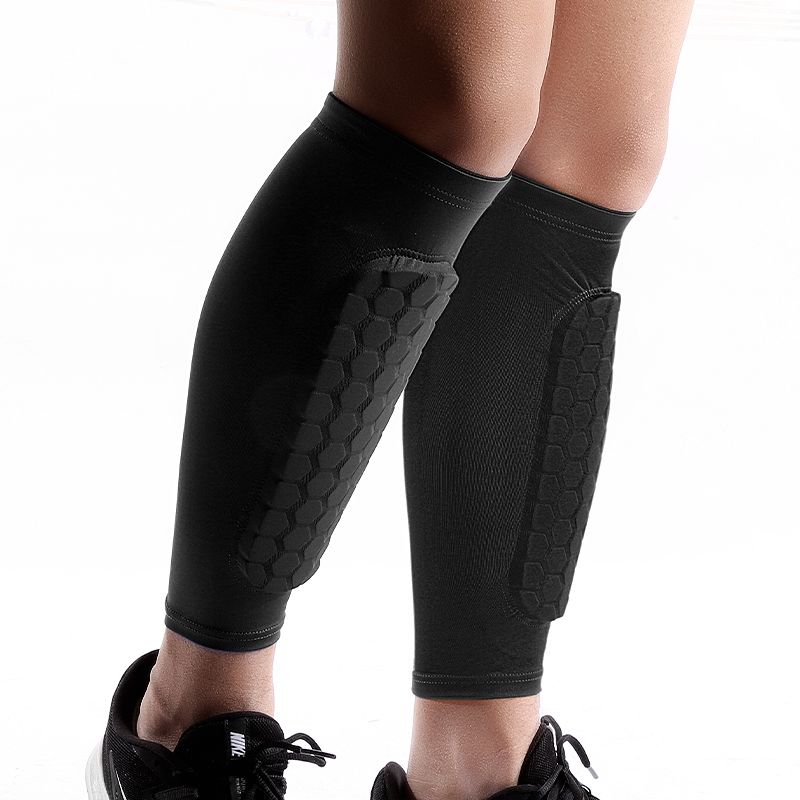 Professional Match Sports Shin Guards Honeycomb Anti-Collisio Protection Calf Cover Men's Adult Student Youth Shank Protector-BBX19-Black A Pair
