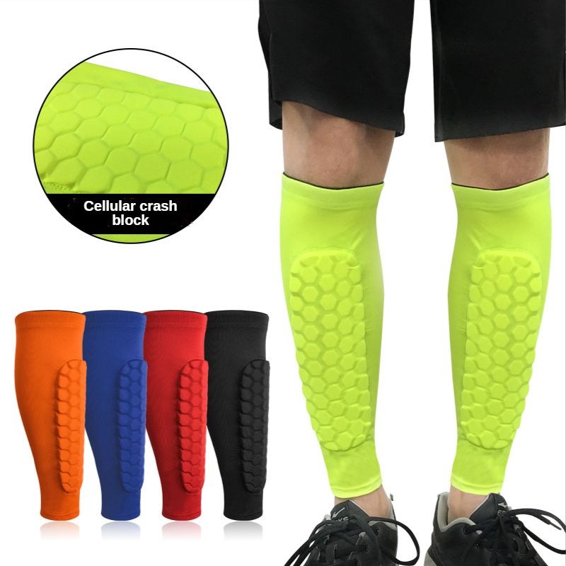 Professional Match Sports Shin Guards Honeycomb Anti-Collisio Protection Calf Cover Men's Adult Student Youth Shank Protector-BBX19-Black A Pair