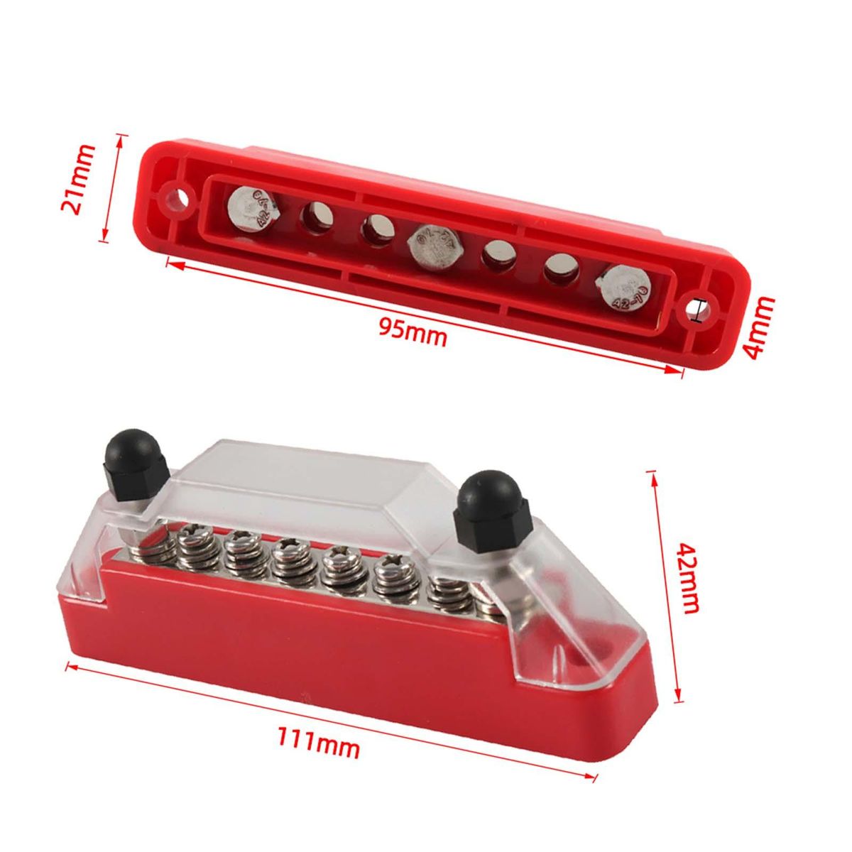 6 Terminal Bus Bar 150A Bus  With Cover W/6 Screws+2 Studs
