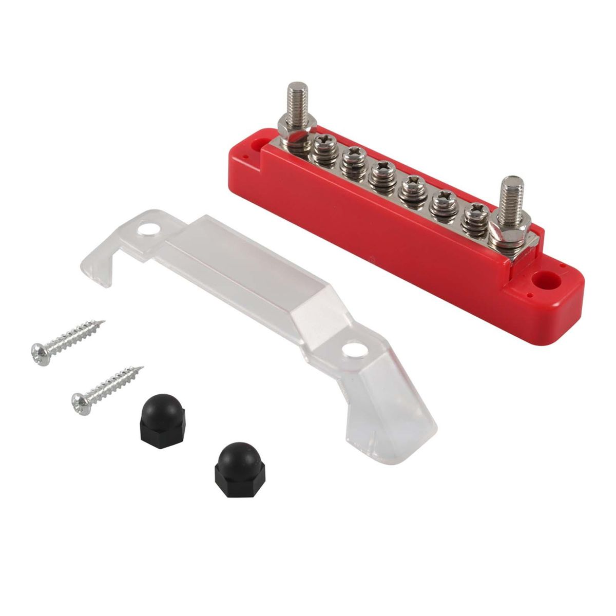 6 Terminal Bus Bar 150A Bus  With Cover W/6 Screws+2 Studs
