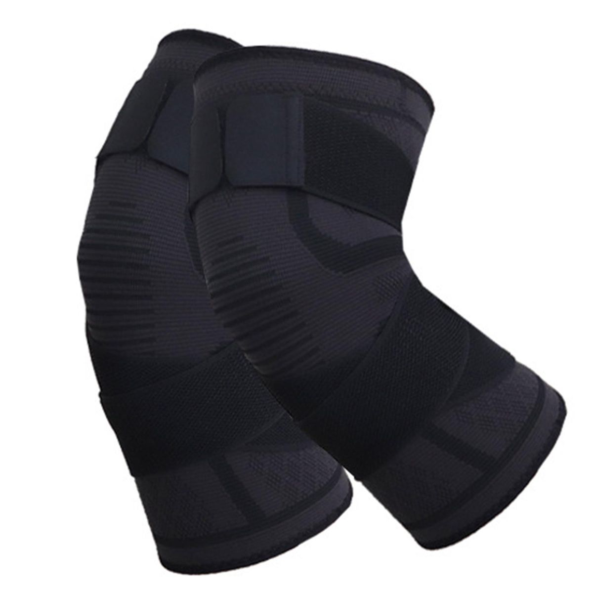 1 Set Sports Knee Compression Support Knee with Strap Black