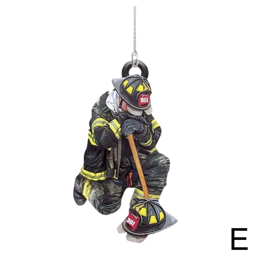 Creative Fireman Coat Car Pendant Christmas Tree Decor Wood