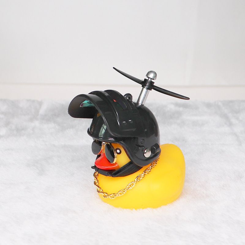Rubber Duck Toy Car Ornaments Yellow Duck With Propeller