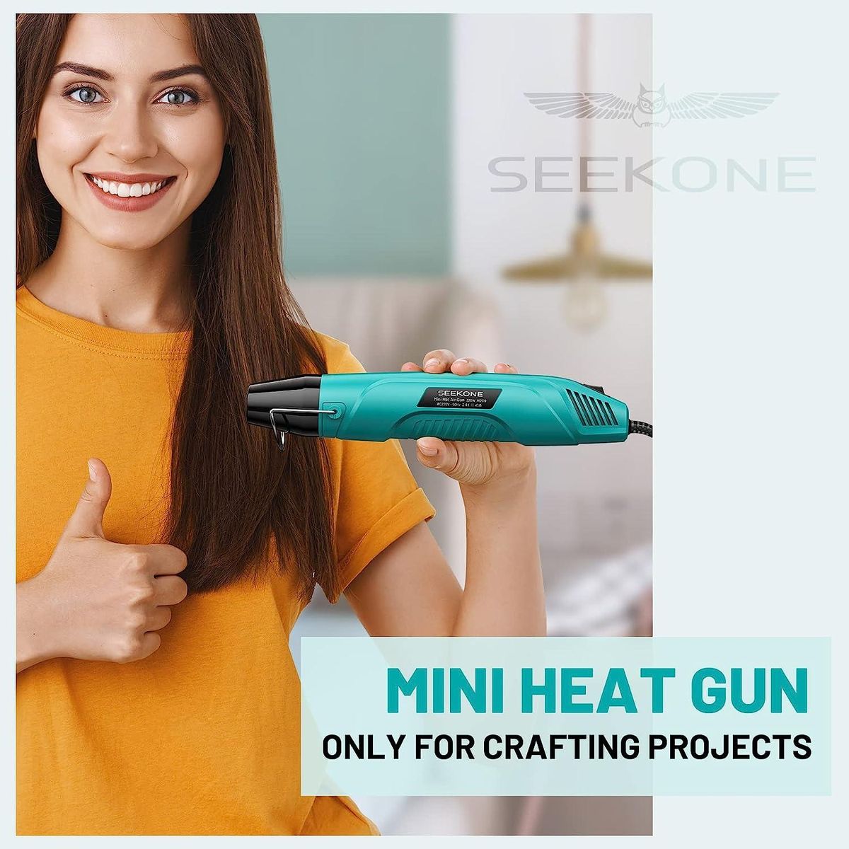 Heat Gun, 350°C Multi Function Portable Mini Hot Air Gun 320W with Overload Protection, 1.5m Ultra-Long Double Insulated Cable, Reflector Nozzle for DIY, Craft Embossing, Electronics
