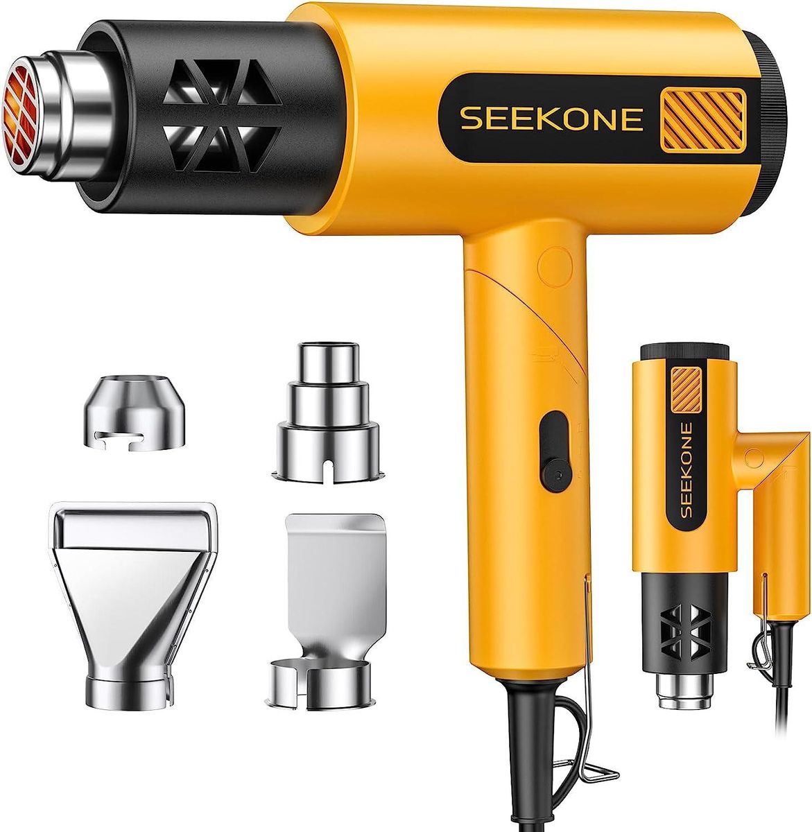 Foldable Heat Gun 1800W with Dual-Temperature Settings 400°C/600°C Fast Heating, Hot Air Gun Kit with 4 Nozzels with Overload Protection for Vinyl Wrap, Crafts, Stripping