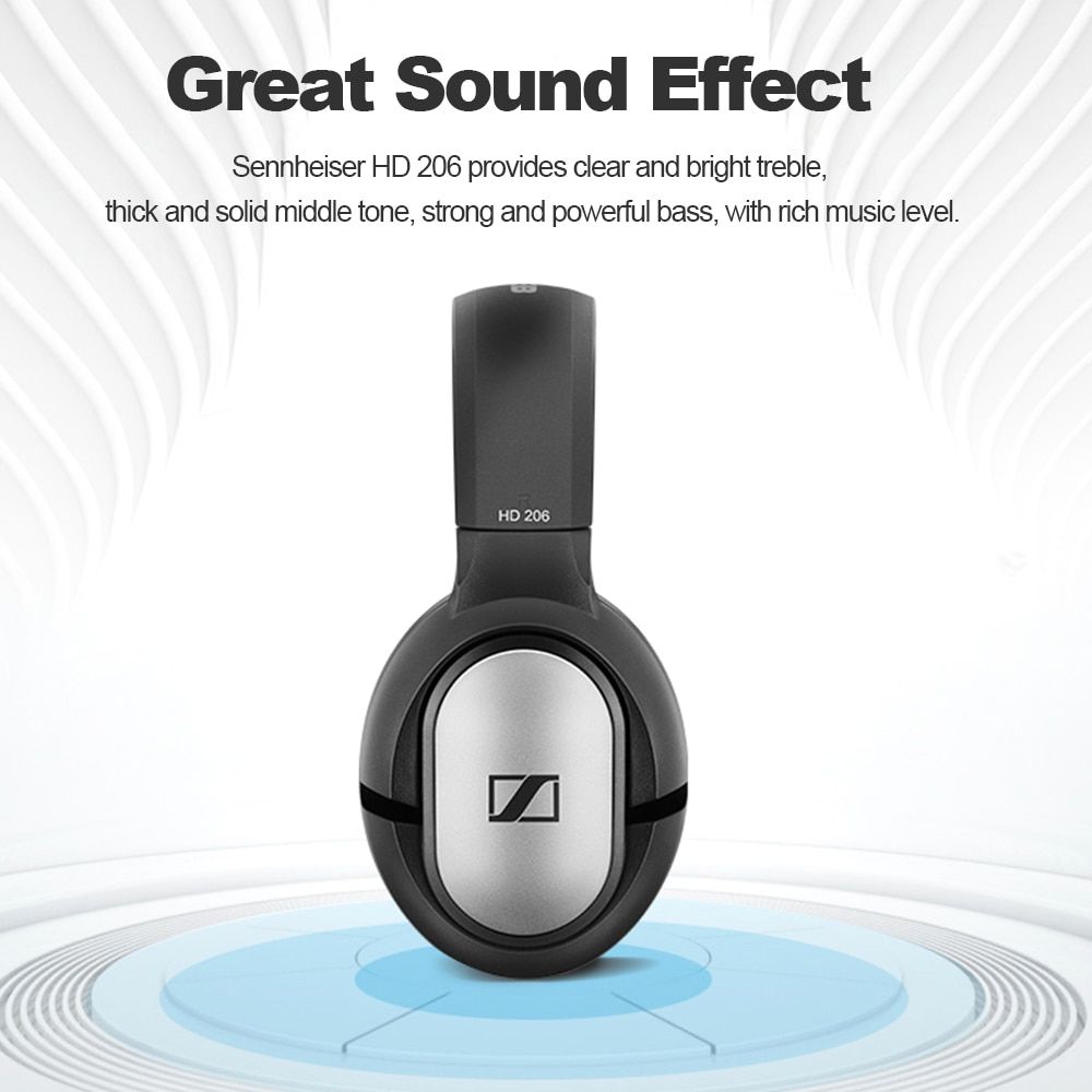 Sennheiser Hd 206 Stereo Wired Headphones Earphones Over Ear Black Earphone