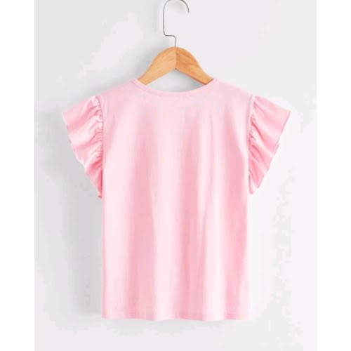 Girls Graphic Tutu Bow Frills Top- Pink