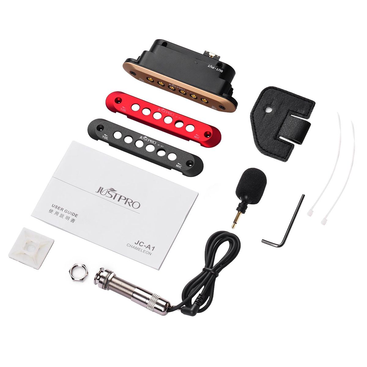 JUSTPRO JC-A1 Guitar Sound Hole Coil Pickup with Microphone with Mic and Volume Control for 39/40/41/42inch Folk Guitar