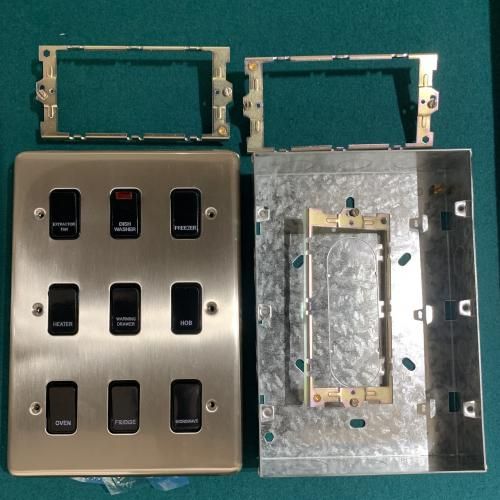 9 Gang Kitchen Switch (Satin Chrome/Black Switches)