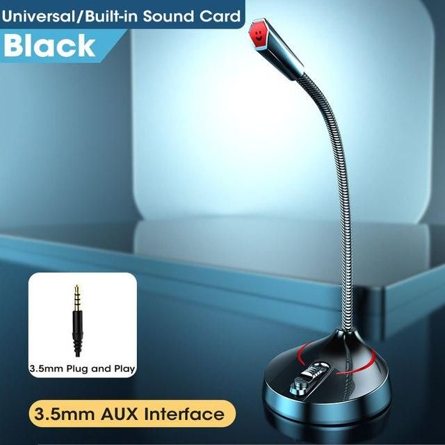 Computer Microphone RGB Gaming Microphone PC USB 3.5mm for Computer Vol Noise-Cancelling Plug & Play Desktop PC Mic