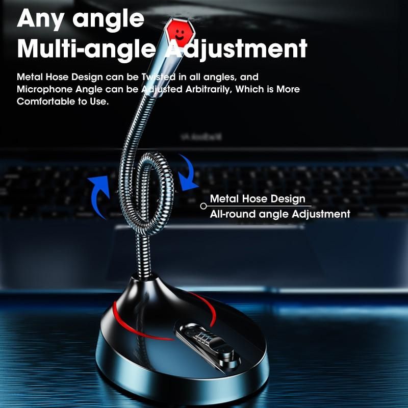 Computer Microphone RGB Gaming Microphone PC USB 3.5mm for Computer Vol Noise-Cancelling Plug & Play Desktop PC Mic