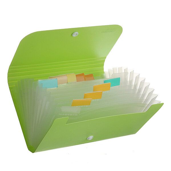 File Document Bag Pouch Bills Receipts Folder Card Holder Organizer Fastener Green Pink Green