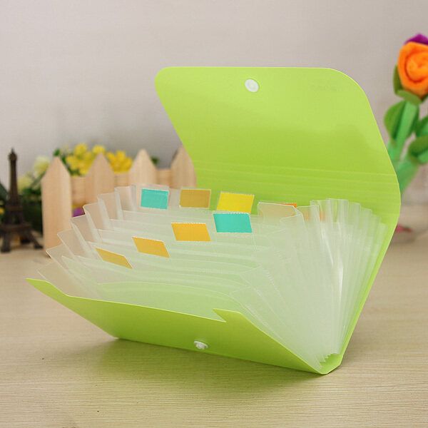 File Document Bag Pouch Bills Receipts Folder Card Holder Organizer Fastener Green Pink Green