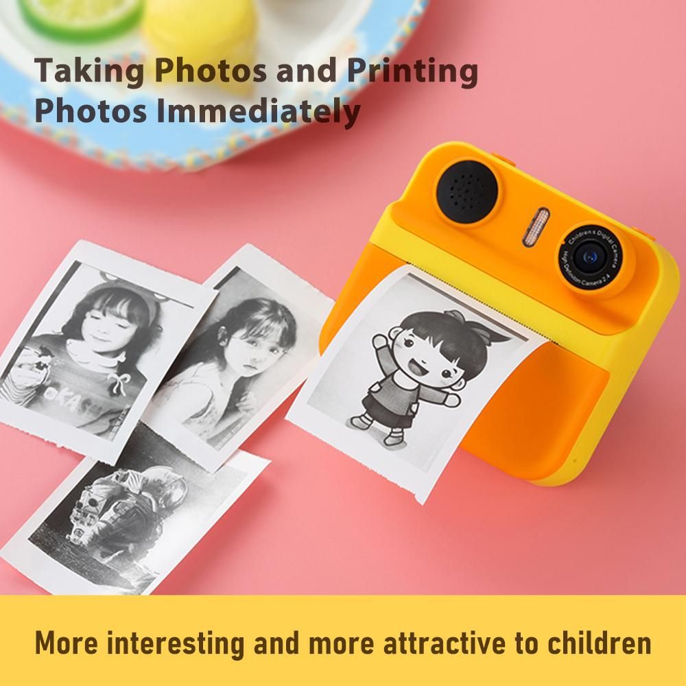 Cute Instant Print Kids Digital Camera 1080P Digital Video Camera Dual Lens 2.4 Inch Screen with Flash Built-in Battery Picture Frames Birthday Festival Gift for Children Boys Girls