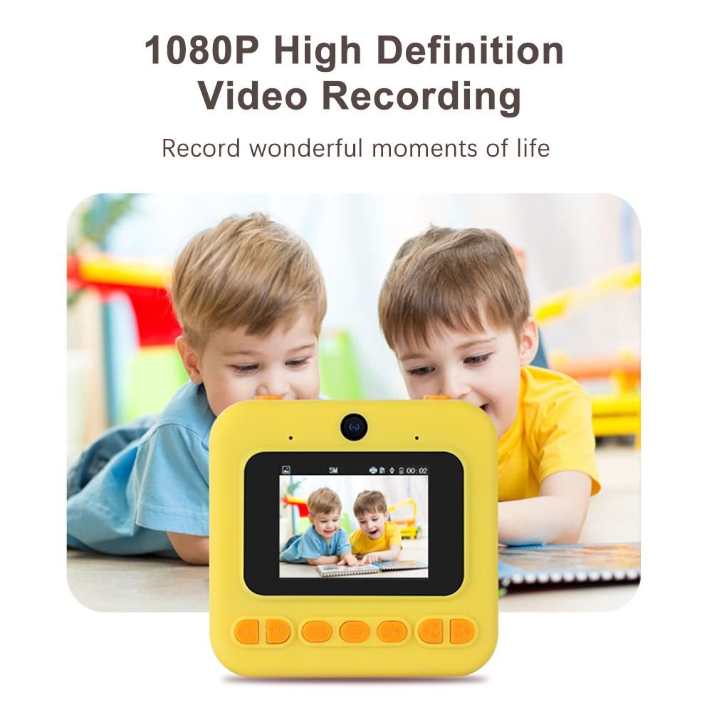 Cute Instant Print Kids Digital Camera 1080P Digital Video Camera Dual Lens 2.4 Inch Screen with Flash Built-in Battery Picture Frames Birthday Festival Gift for Children Boys Girls