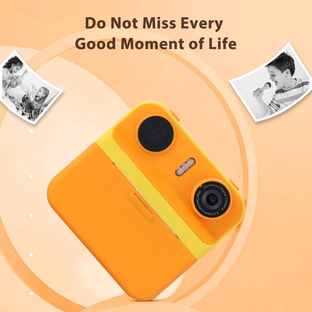 Cute Instant Print Kids Digital Camera 1080P Digital Video Camera Dual Lens 2.4 Inch Screen with Flash Built-in Battery Picture Frames Birthday Festival Gift for Children Boys Girls