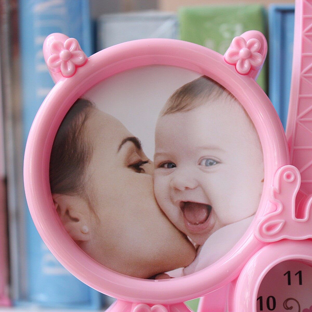 New Pink Tower Love Heart Shaped Picture Photo Frame & Time Clock Home DIY Decor