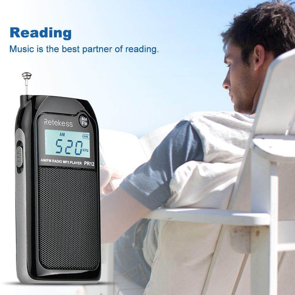 Retekess PR12 Portable AM FM Radio Transistor DSP Digital Tuning MP3 Music Player TF Card With Rechargeable For Walk Digital Tuning Radio Receiver MP3 Music Player