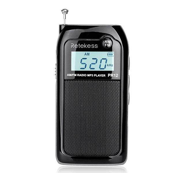 Retekess PR12 Portable AM FM Radio Transistor DSP Digital Tuning MP3 Music Player TF Card With Rechargeable For Walk Digital Tuning Radio Receiver MP3 Music Player