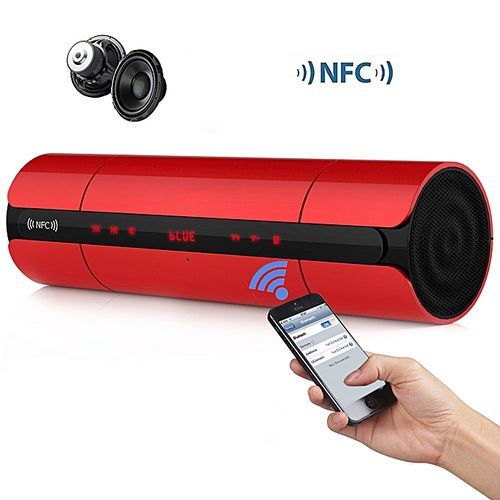 KR8800 NFC FM HIFI Bluetooth Speaker Wireless Stereo Portable Loudspeakers Super Bass Sound Box Handsfree Voice Box (Red)-Intl HT-S