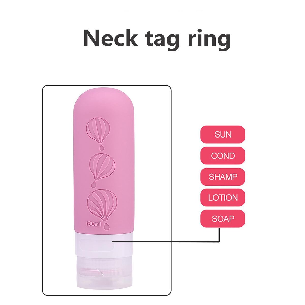 Refillable Squeeze Tubes for Shampoo Leak-proof 90ml Silicone Squeeze Dark Pink