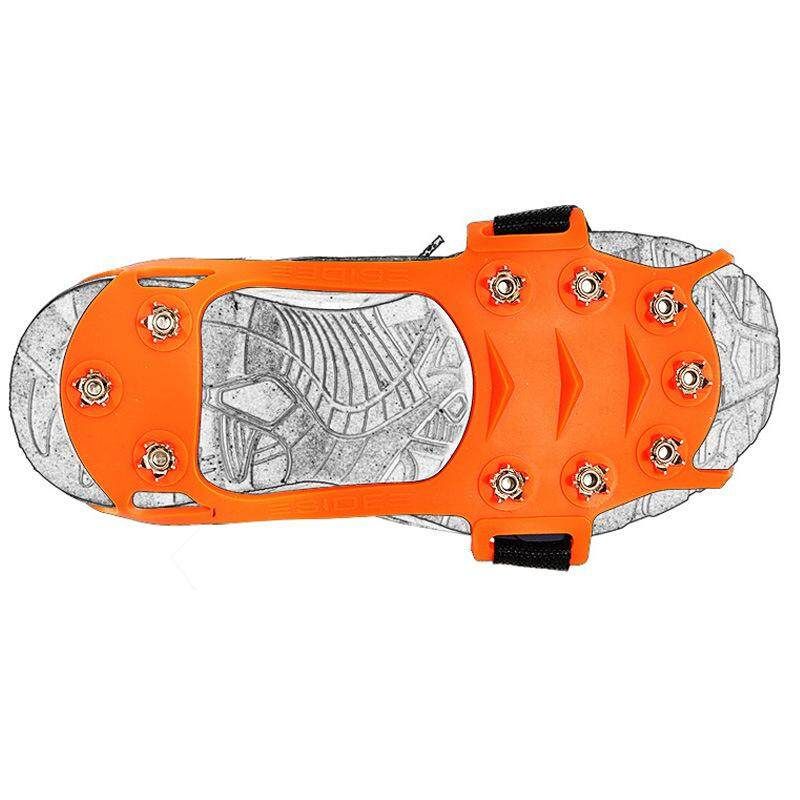 Outdoor Crampon 10 Tooth Hyacinth Non-slip Shoe Covers Hiking Climbing Cty Claw Chain Orange M