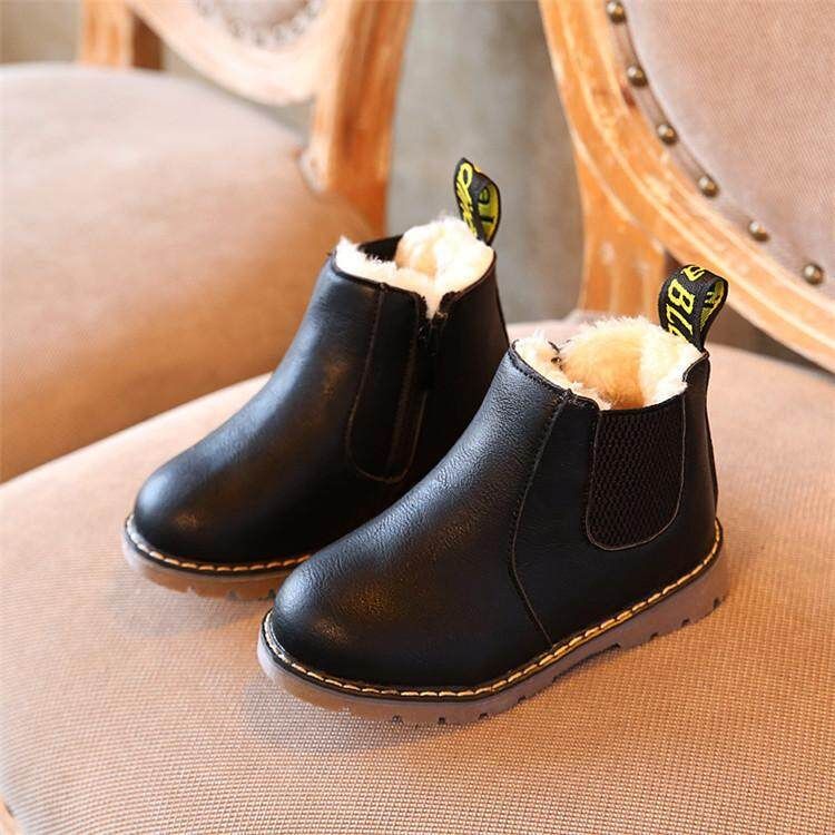 2017 Winter Children Kids Warm Boots Snow Baby Toddler Boys Girls Faux Fur Shoes BROWN Black 28