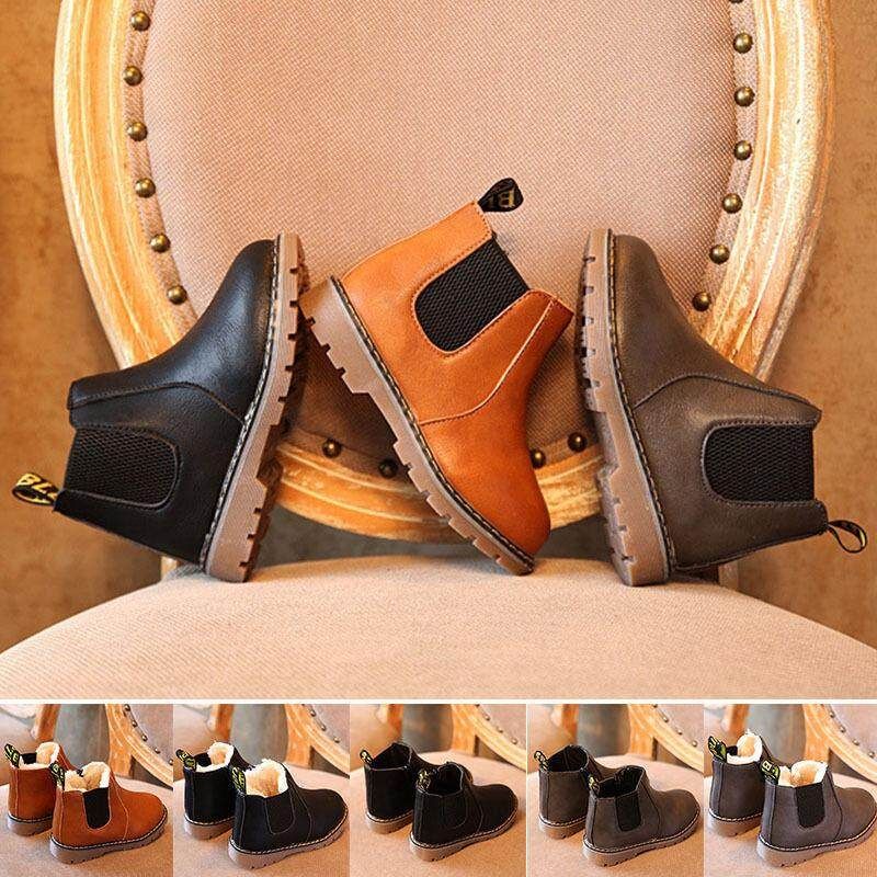 2017 Winter Children Kids Warm Boots Snow Baby Toddler Boys Girls Faux Fur Shoes BROWN Black 28
