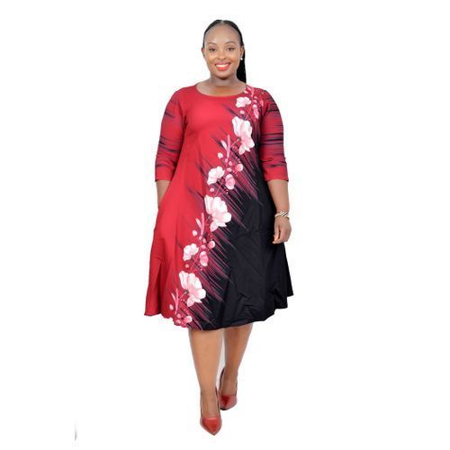 African Style Plus Size Floral Print Dress