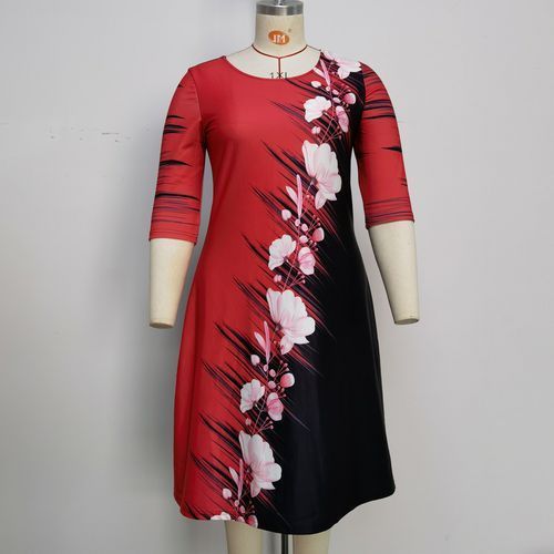 African Style Plus Size Floral Print Dress