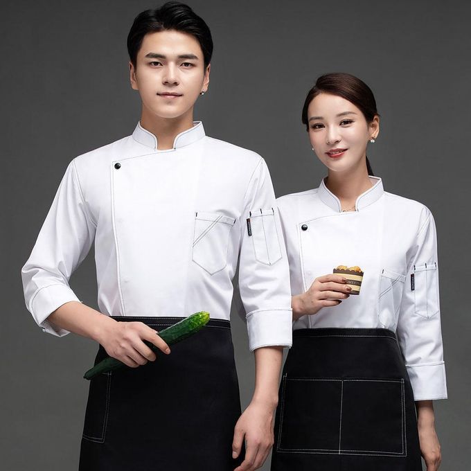 Chef Coat Men Women Kitchen Work Cook Uniform White Apparel Chef