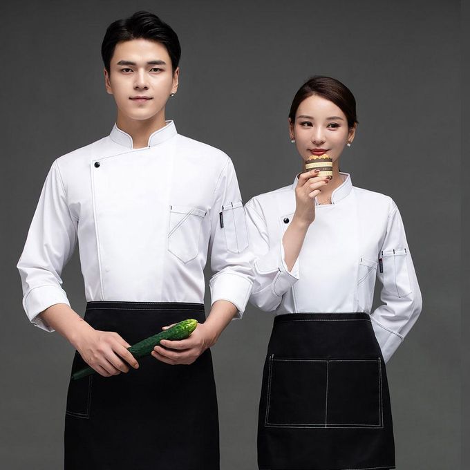 Chef Coat Men Women Kitchen Work Cook Uniform White Apparel Chef