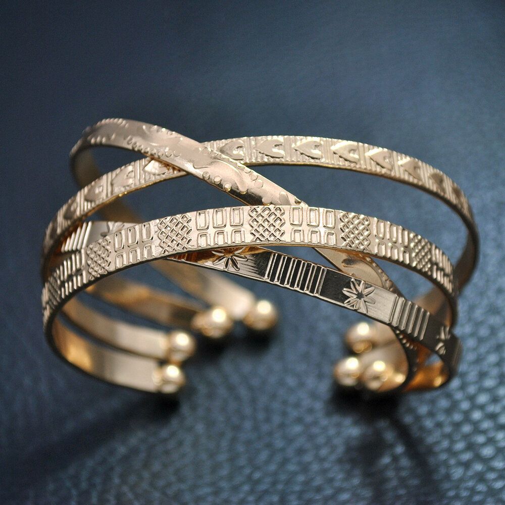 4 Pcs Trendy Creative Gold Opening Heart Star Moon Design