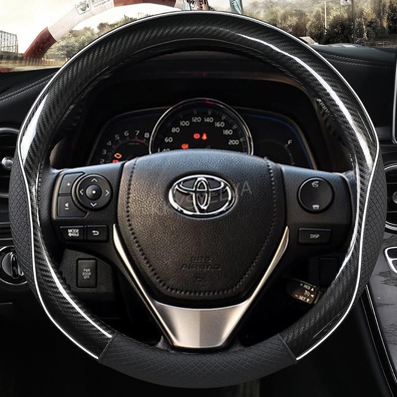 Carbon Fiber Leather Car Steering Wheel Cover For Toyota E'Z RAV4 2013- Corolla 2013-2017 Scion iM 2016 Auris 2013-2016