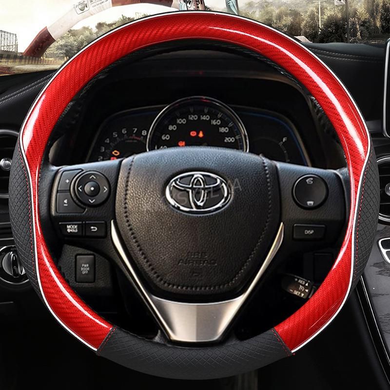 Carbon Fiber Leather Car Steering Wheel Cover For Toyota E'Z RAV4 2013- Corolla 2013-2017 Scion iM 2016 Auris 2013-2016