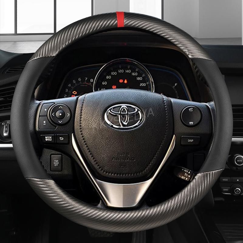 Carbon Fiber Leather Car Steering Wheel Cover For Toyota E'Z RAV4 2013- Corolla 2013-2017 Scion iM 2016 Auris 2013-2016