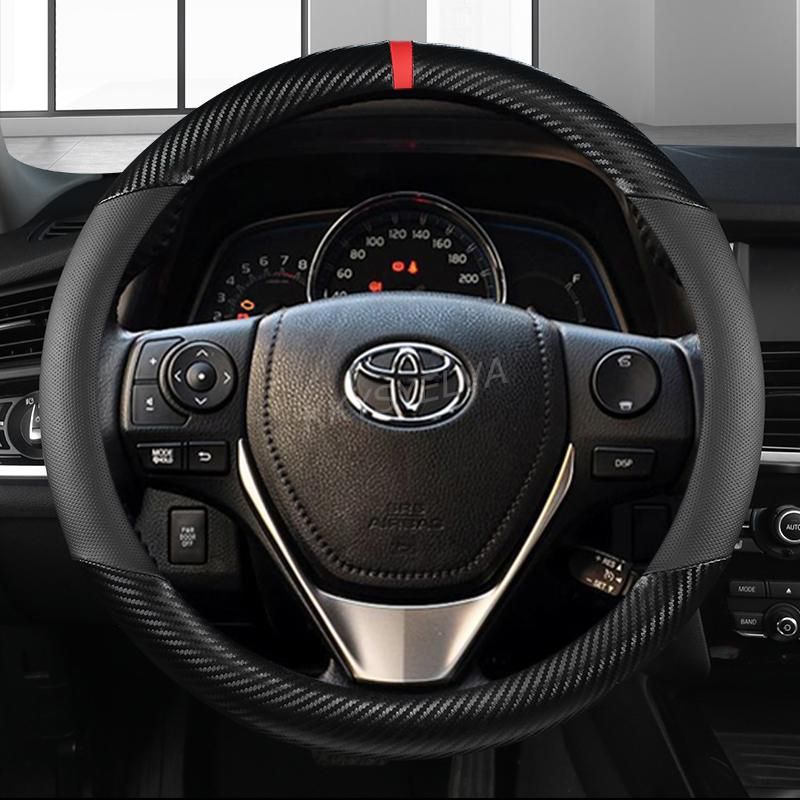 Carbon Fiber Leather Car Steering Wheel Cover For Toyota E'Z RAV4 2013- Corolla 2013-2017 Scion iM 2016 Auris 2013-2016
