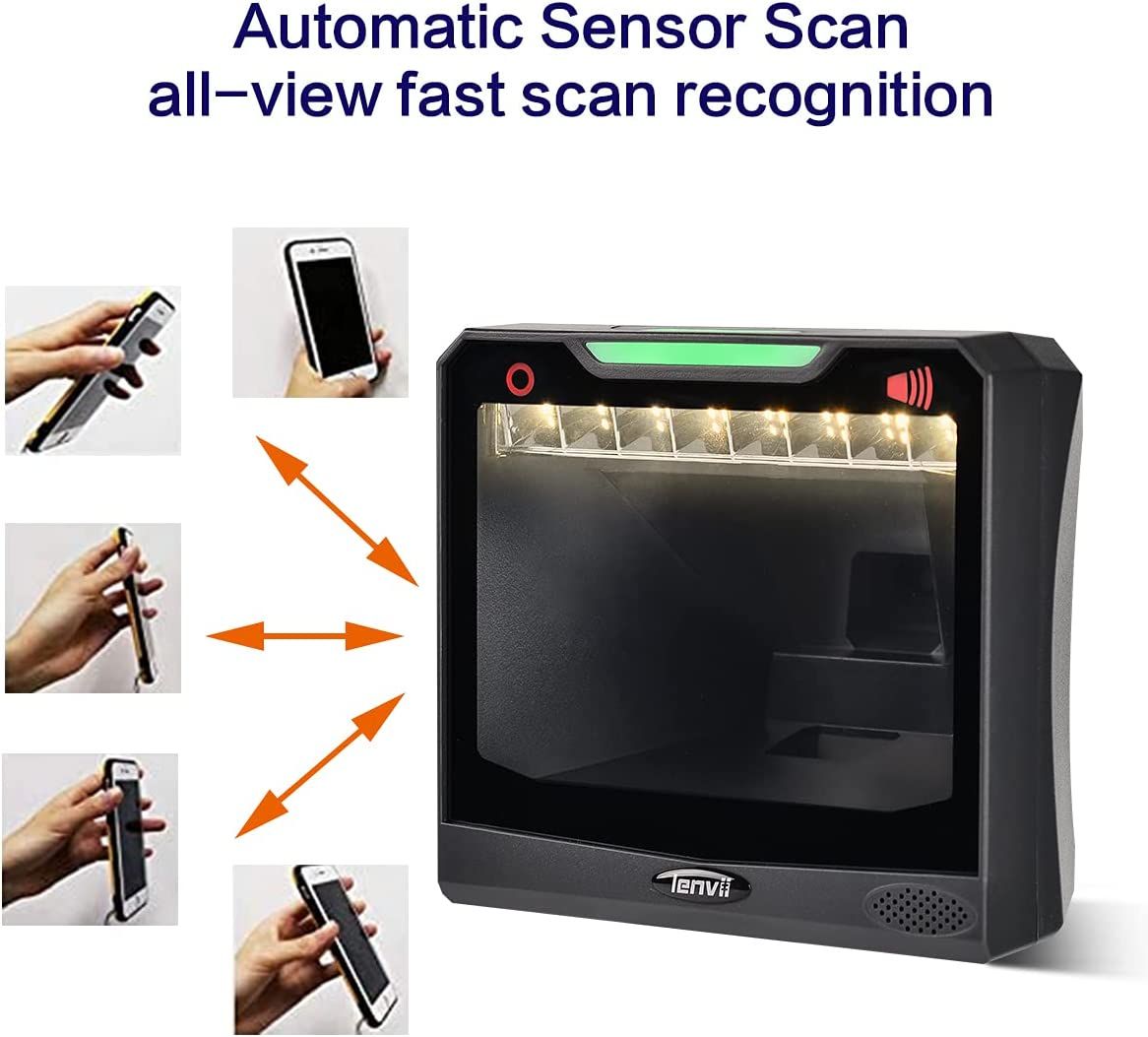 E688  2D Desktop Barcode Reader With Big Windon  1D 2D QR Barcode Scanner  Suitable For Logistics Supermarket Warehouse Prod