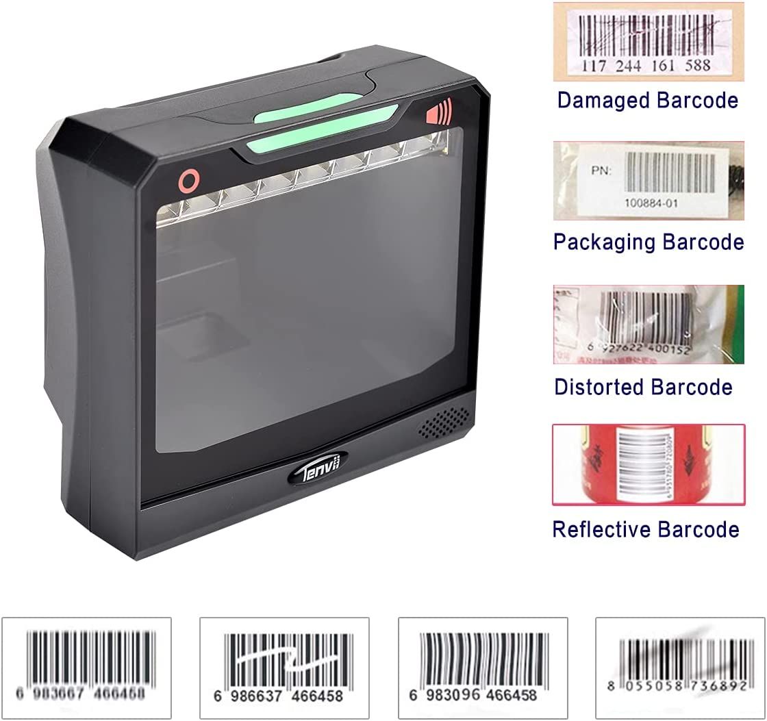 E688  2D Desktop Barcode Reader With Big Windon  1D 2D QR Barcode Scanner  Suitable For Logistics Supermarket Warehouse Prod