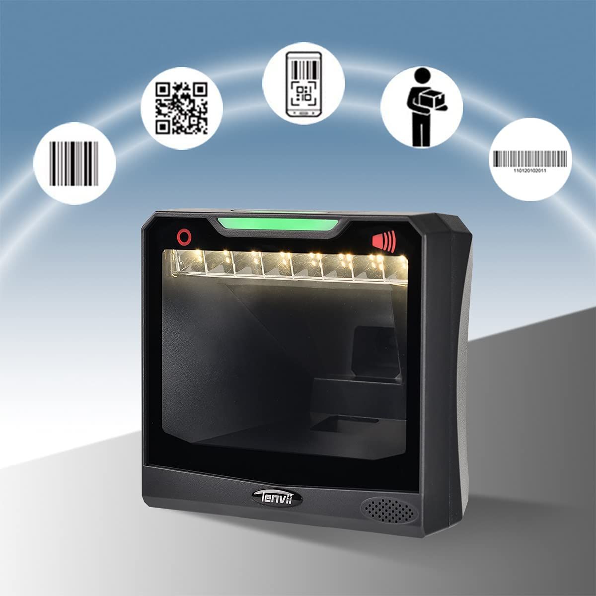 E688  2D Desktop Barcode Reader With Big Windon  1D 2D QR Barcode Scanner  Suitable For Logistics Supermarket Warehouse Prod